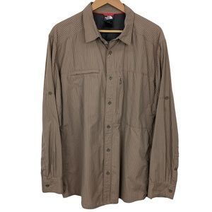 The North Face Brown Striped Long Sleeve Hiking Shirt AJDY